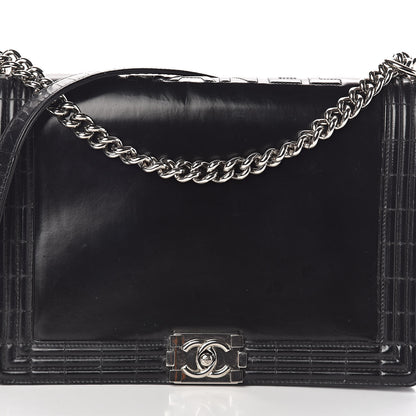 Chanel Glazed Calfskin Large Boy Flap Black 10 of 13