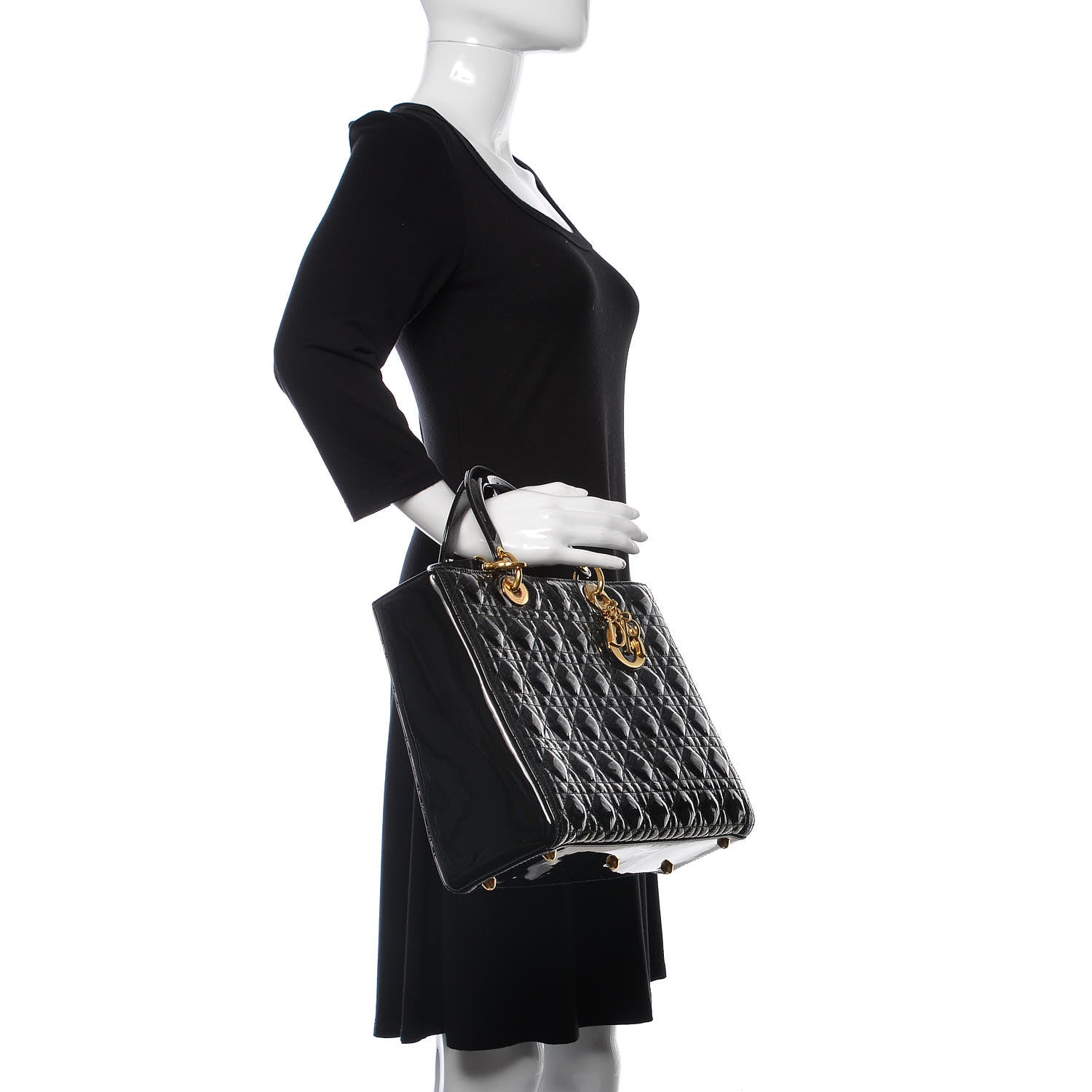 Christian Dior Patent Cannage Large Lady Dior Black 2 of 10