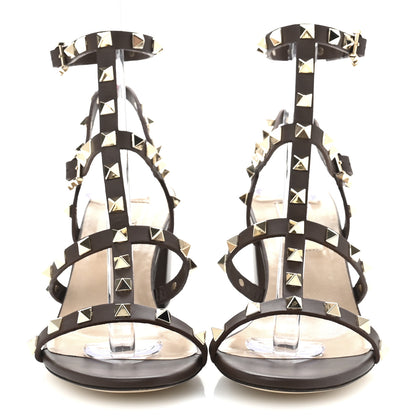 Valentino Garavani Calfskin Rockstud 60mm City Sandals 37 Dark Brown 3 of 11