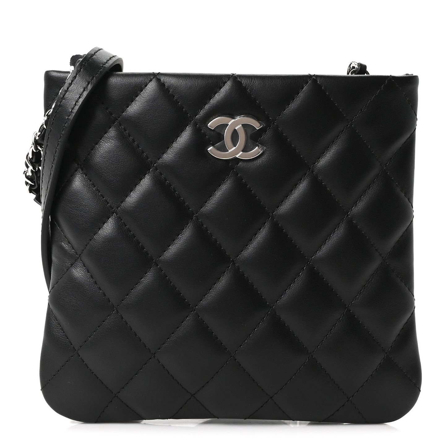 Lambskin Quilted Uniform Crossbody Bag  Black