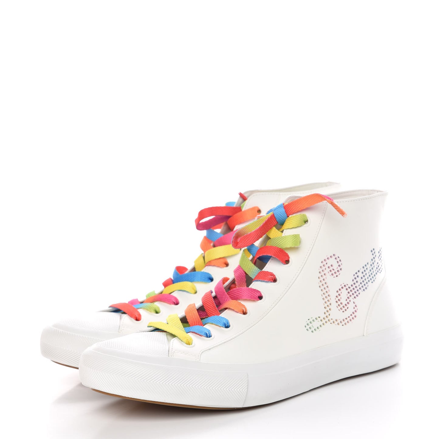 Calfskin Tattoo Sneaker Boots 7.5 White Multicolor