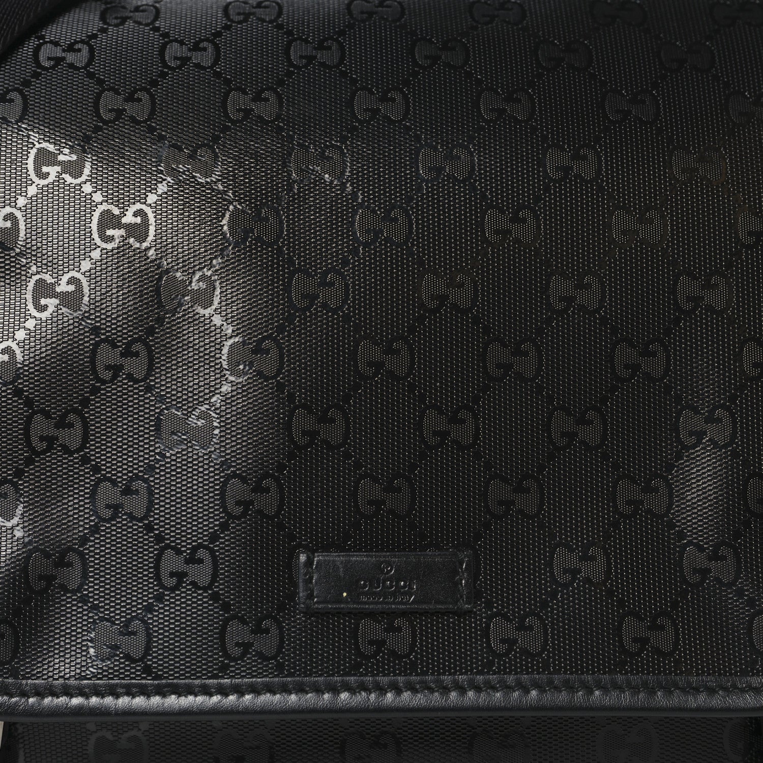 Gucci Imprime Monogram Medium Double Buckle Flap Messenger Bag Black 8 of 10