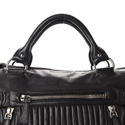 Miu Miu Nappa Plisse Zip Satchel Black 10 of 11