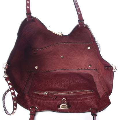 Valentino Garavani Pebbled Calfskin Medium Rockstud Tote Cremisi 5 of 10