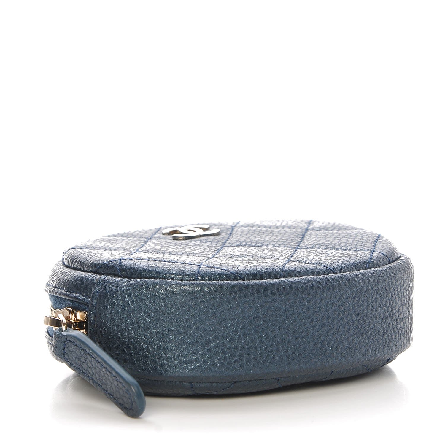 Chanel Metallic Caviar Quilted Zip Around Classic Coin Purse Dark Blue 4 of 8