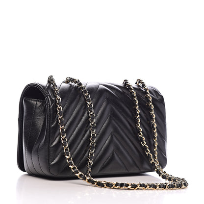 Chanel Calfskin Chevron Quilted Small Statement Flap Black 3 of 12