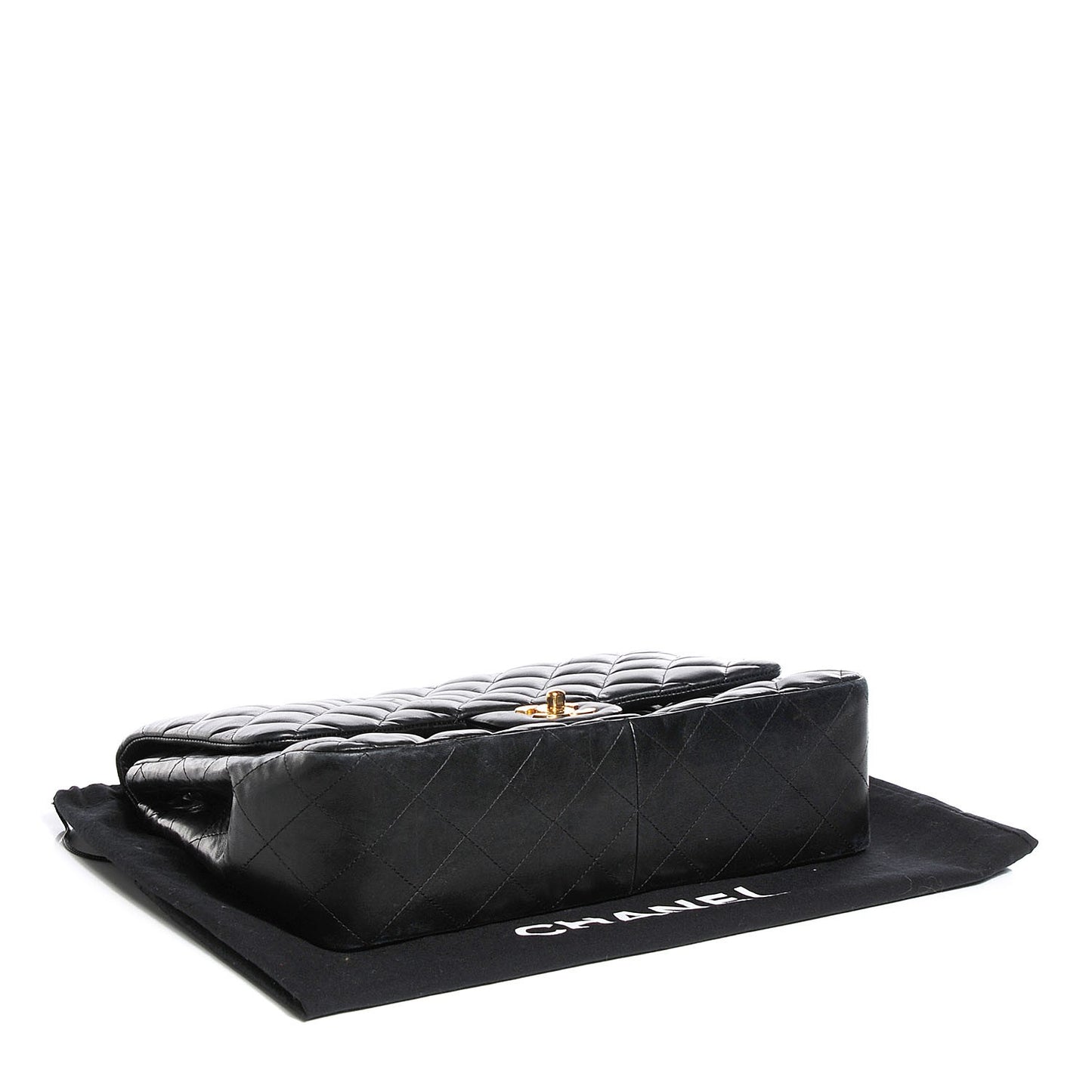 Lambskin Quilted Jumbo Single Flap Black