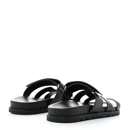 Hermes Calfskin Womens Chypre Sandals 37 Black 4 of 10