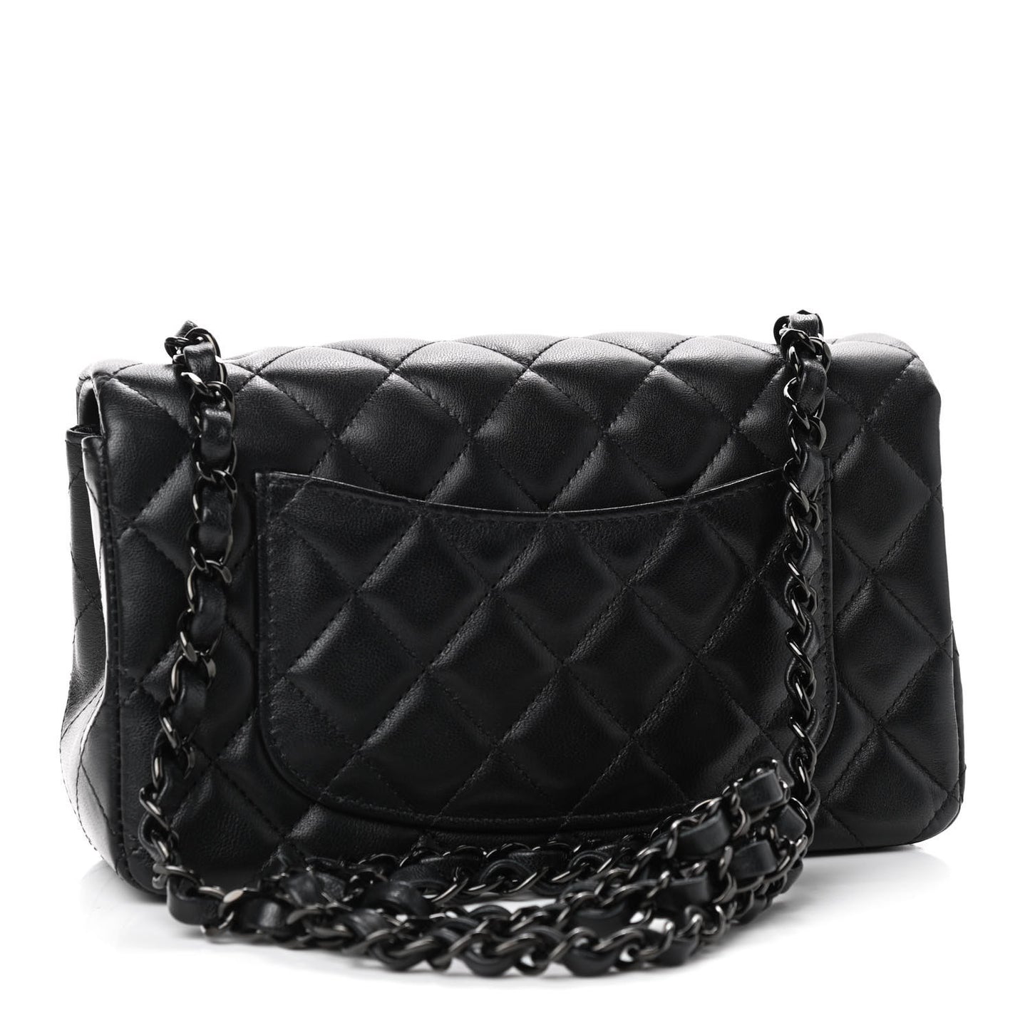 Lambskin Quilted Mini Rectangular Flap So Black
