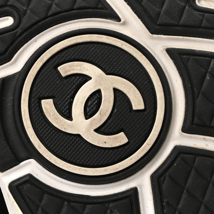 Chanel Printed Suede Calfskin CC Sneakers 35 Black White 7 of 10