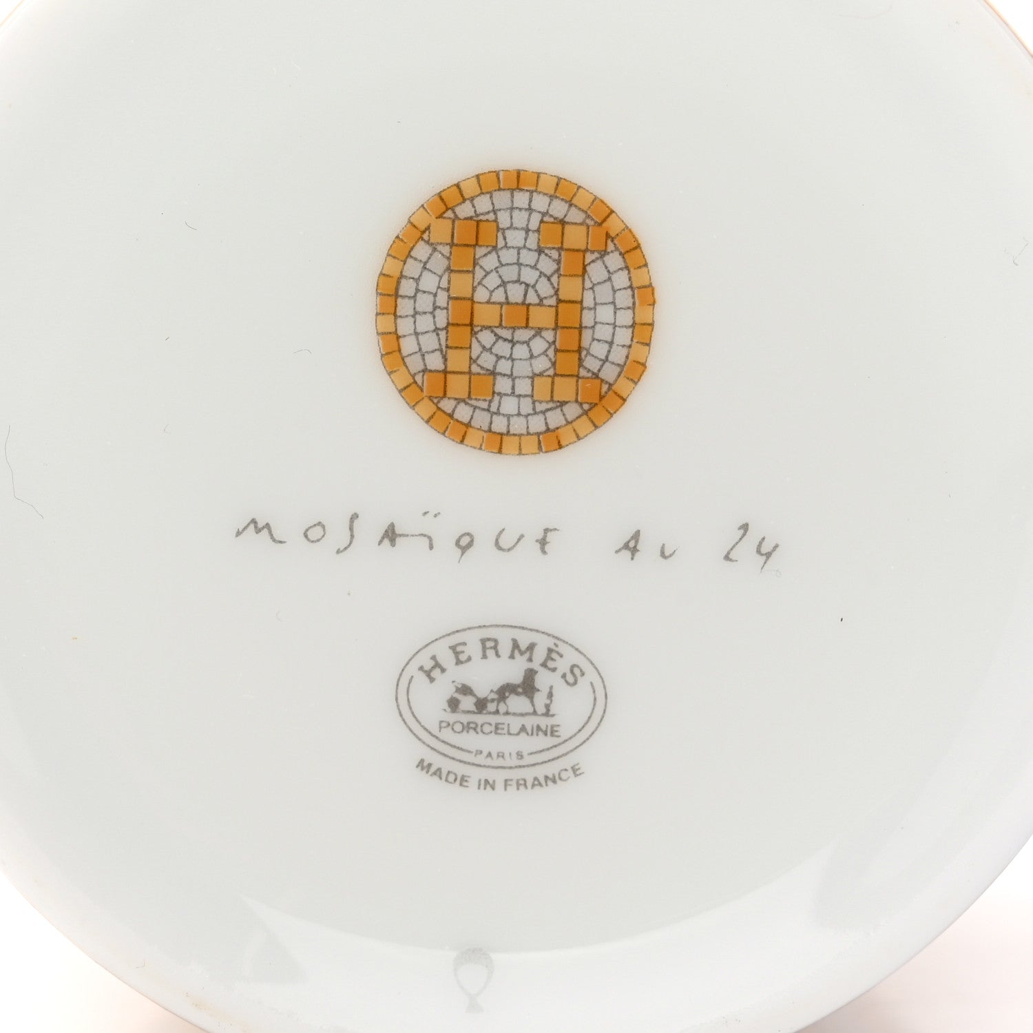 Hermes Porcelain Mosaique Au 24 Gold Coffee Cup and Saucer Set of 2 5 of 10