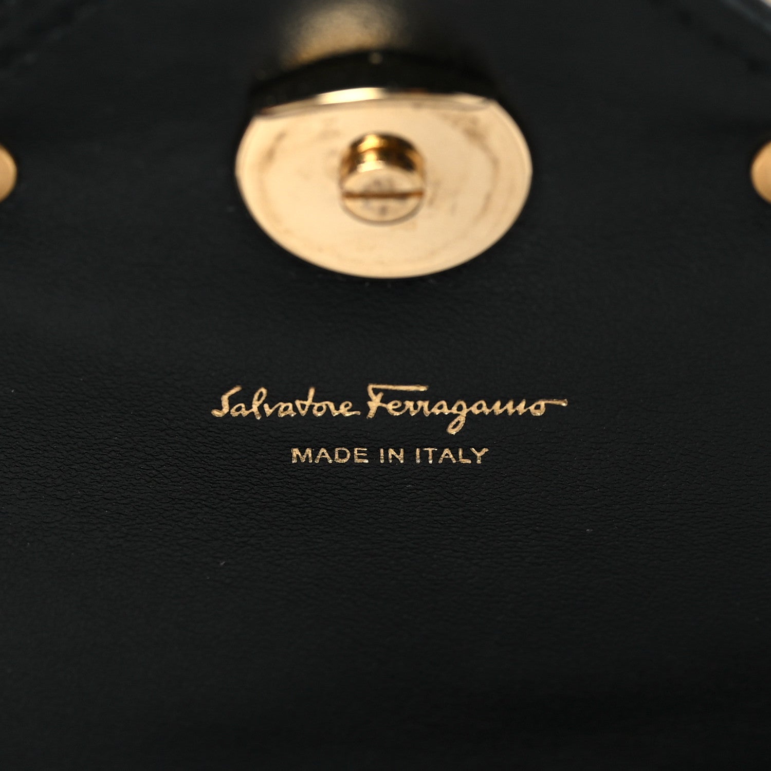 Salvatore Ferragamo Calfskin Quilted Gancini Mini Bag Black 6 of 10