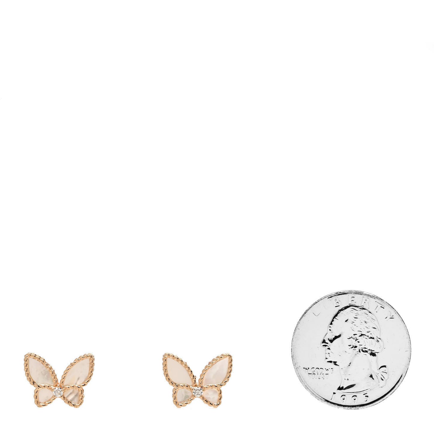 18K Rose Gold Diamond Mother of Pearl Butterfly Earrings