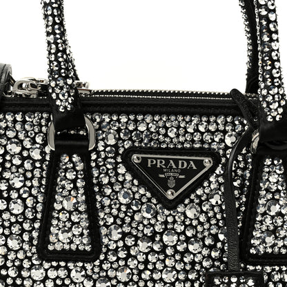 Prada Satin Crystal Mini Galleria Double Zip Tote Metal 8 of 10