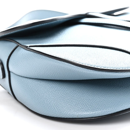 Christian Dior Grained Calfskin Saddle Bag Sky Blue 9 of 10