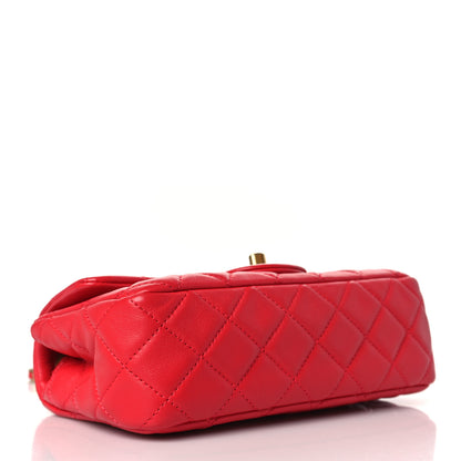 Chanel Lambskin Quilted Mini Rectangular Pearl Crush Flap Red 4 of 9