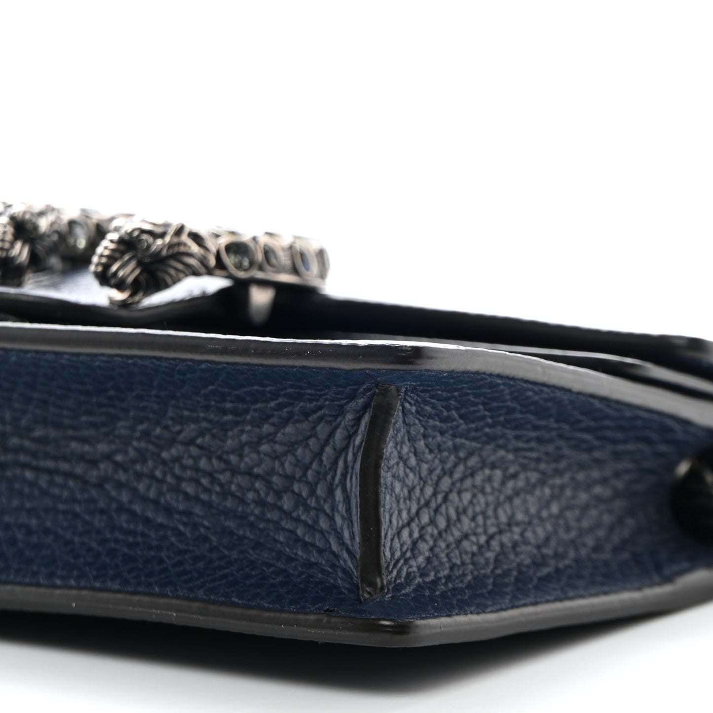 Dollar Calfskin Crystal Super Mini Dionysus Shoulder Bag Blue Agata Black Diamond