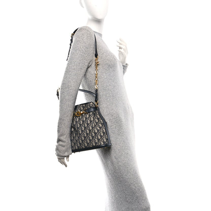 Christian Dior Oblique Calfskin Medium C'est Dior Bucket Bag Blue 2 of 12