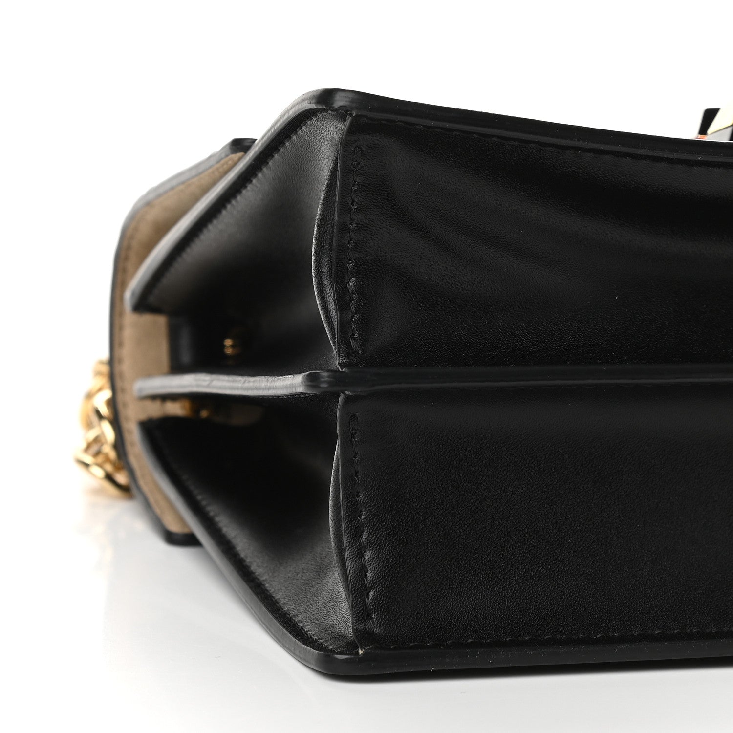 Fendi Vitello Liberty Bi-Color FF 1974 Embossed Small Kan I Shoulder Bag Black Maya 8 of 9