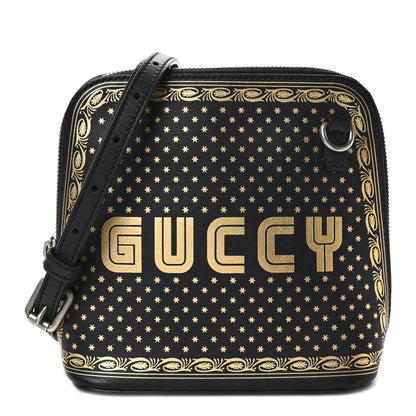 Gucci X SEGA Calfskin GUCCY Stars Mini Dome Shoulder Bag Black Gold 1 of 12