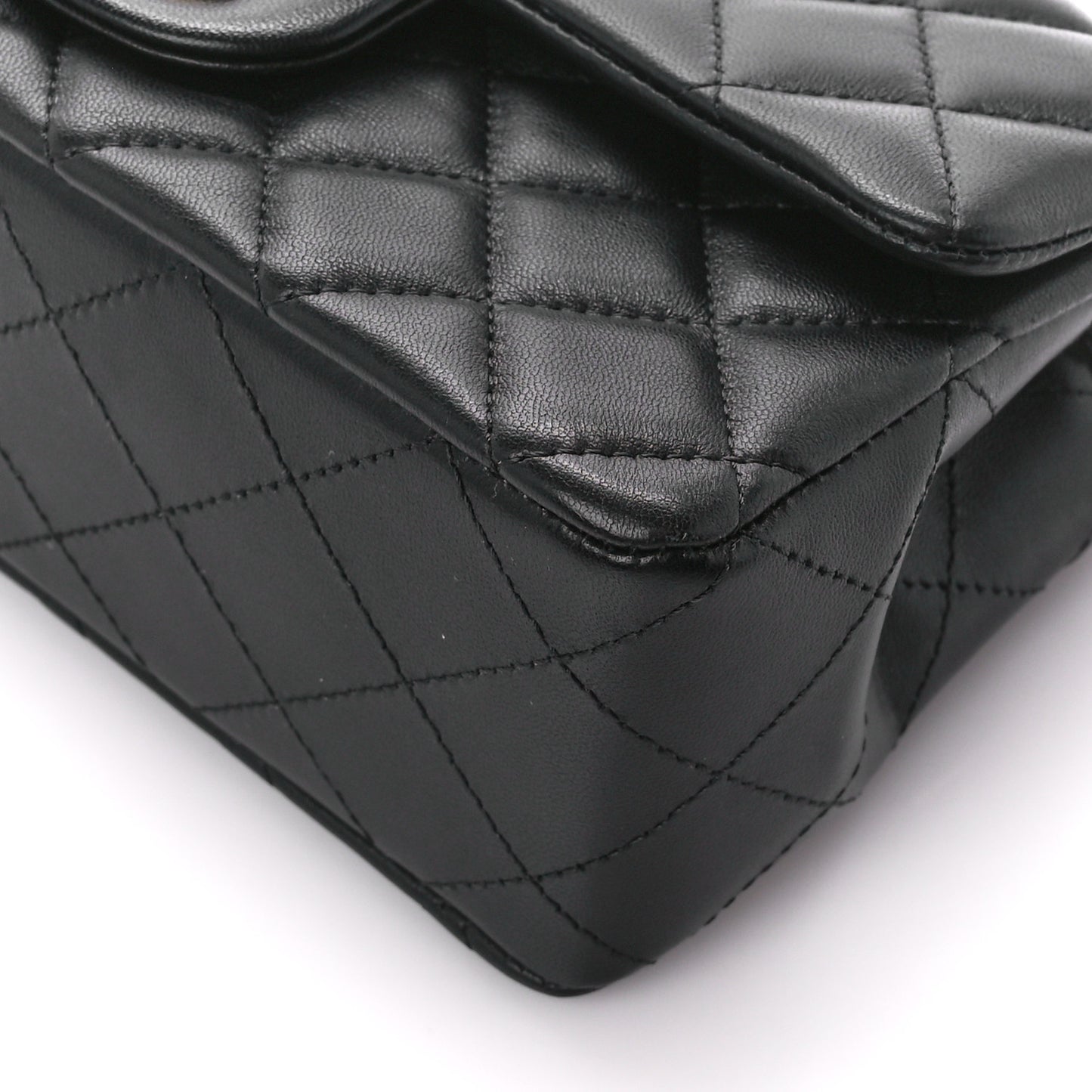 Lambskin Quilted Mini Rectangular Flap Black