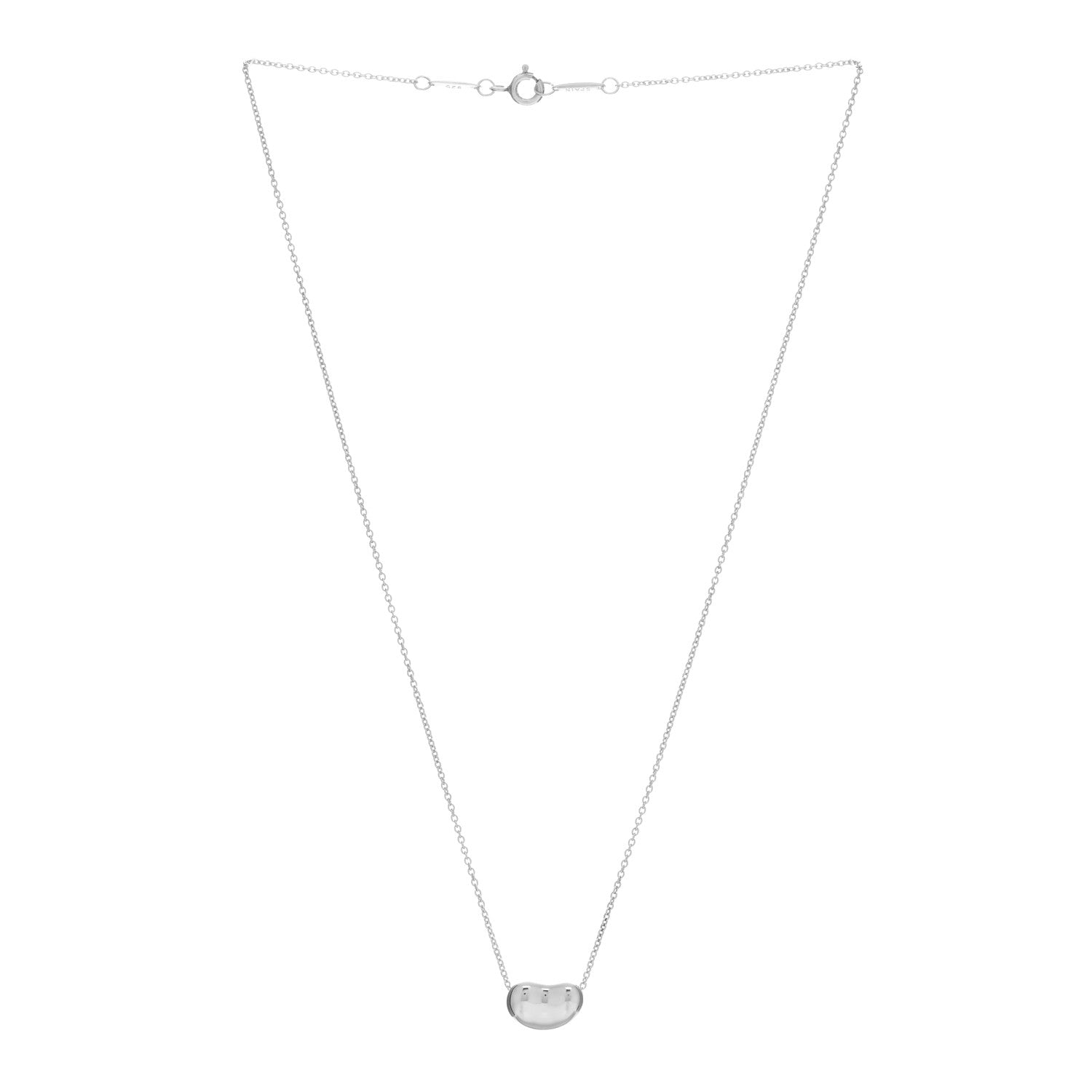 Tiffany Sterling Silver 9mm Elsa Peretti Bean Pendant Necklace 2 of 4