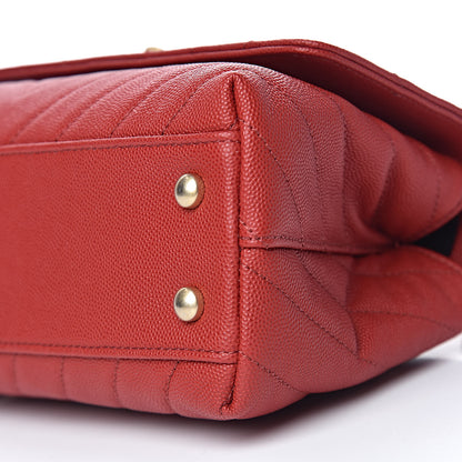 Chanel Caviar Chevron Quilted Mini Coco Handle Flap Red 9 of 10