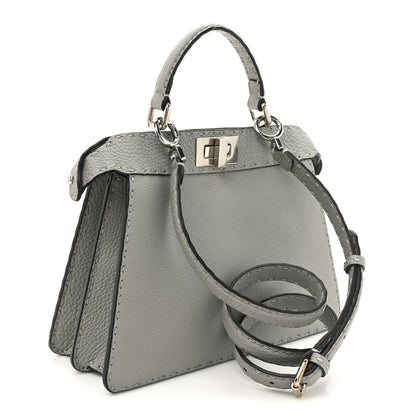 Fendi Cuoio Romano Selleria Bi-Color Small Peekaboo I SEE U Satchel Ghiaccio Asfalto 3 of 11