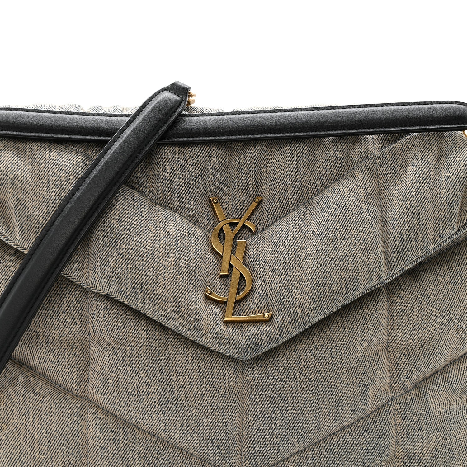 Saint Laurent Denim Quilted Medium Loulou Puffer Monogram Chain Satchel Rodeo Blue 8 of 11
