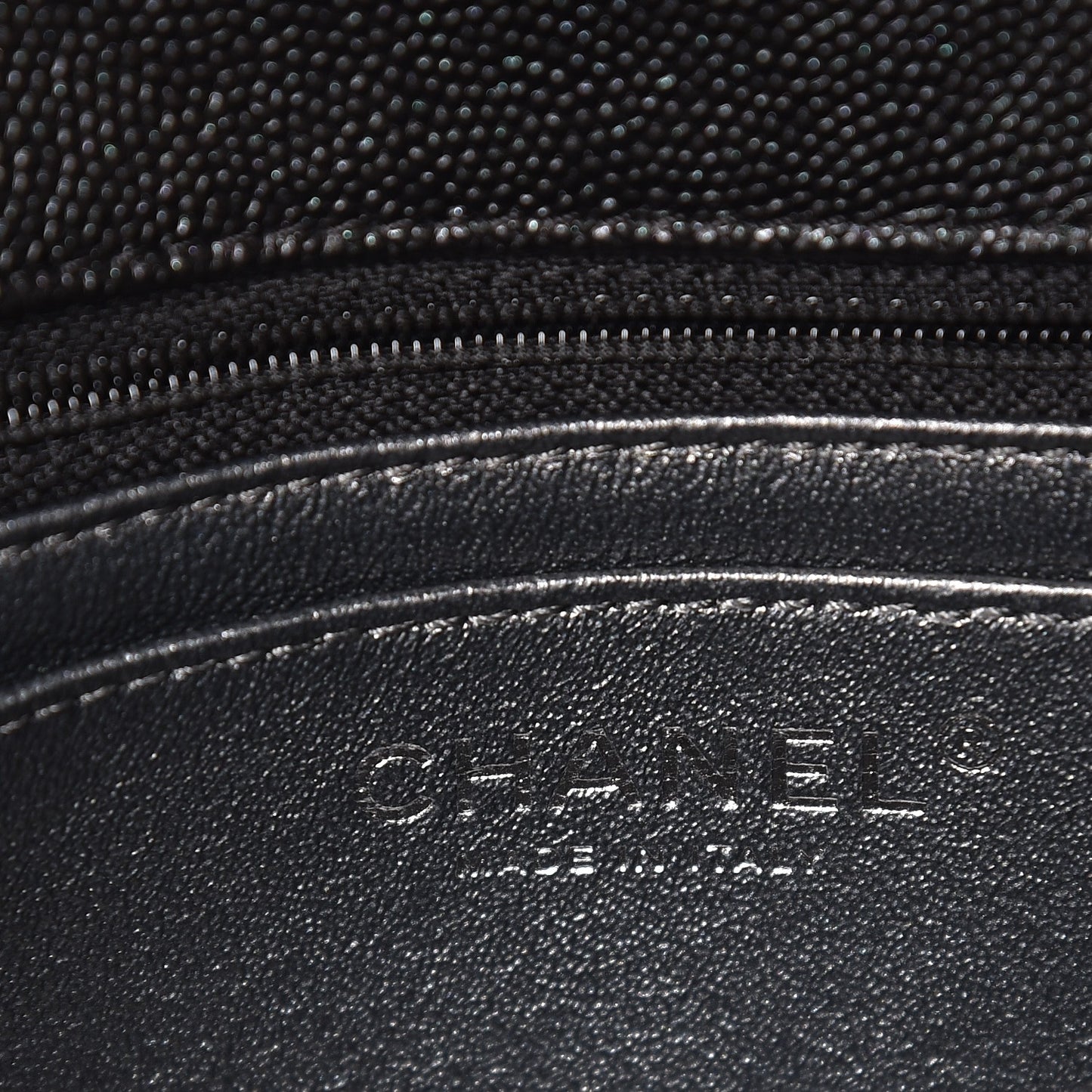 Metallic Caviar Chevron Quilted Mini Rectangular Flap Black