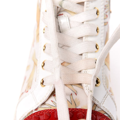 Christian Louboutin Toile Printed Patent Calfskin Tissu Beauty Spikes Louis Flat Sneakers 38 White 24 of 26