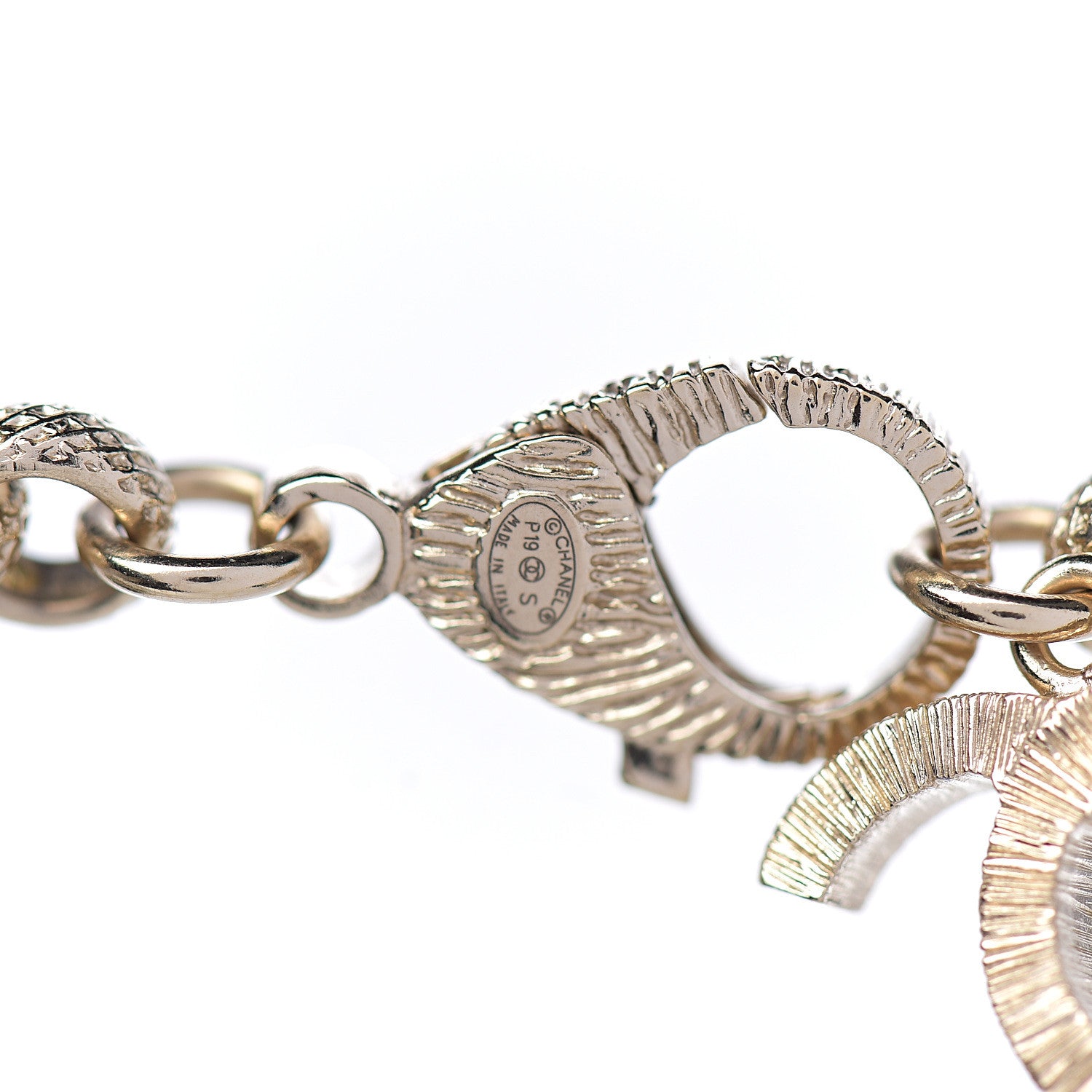 Chanel Metal Crystal Logo Necklace Gold 4 of 4