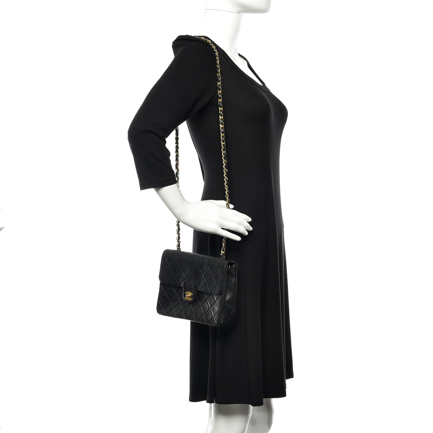 Lambskin Quilted Mini Square Flap Bag Black