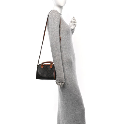 Celine Triomphe Canvas Calfskin Small Boston Bag Tan 2 of 10