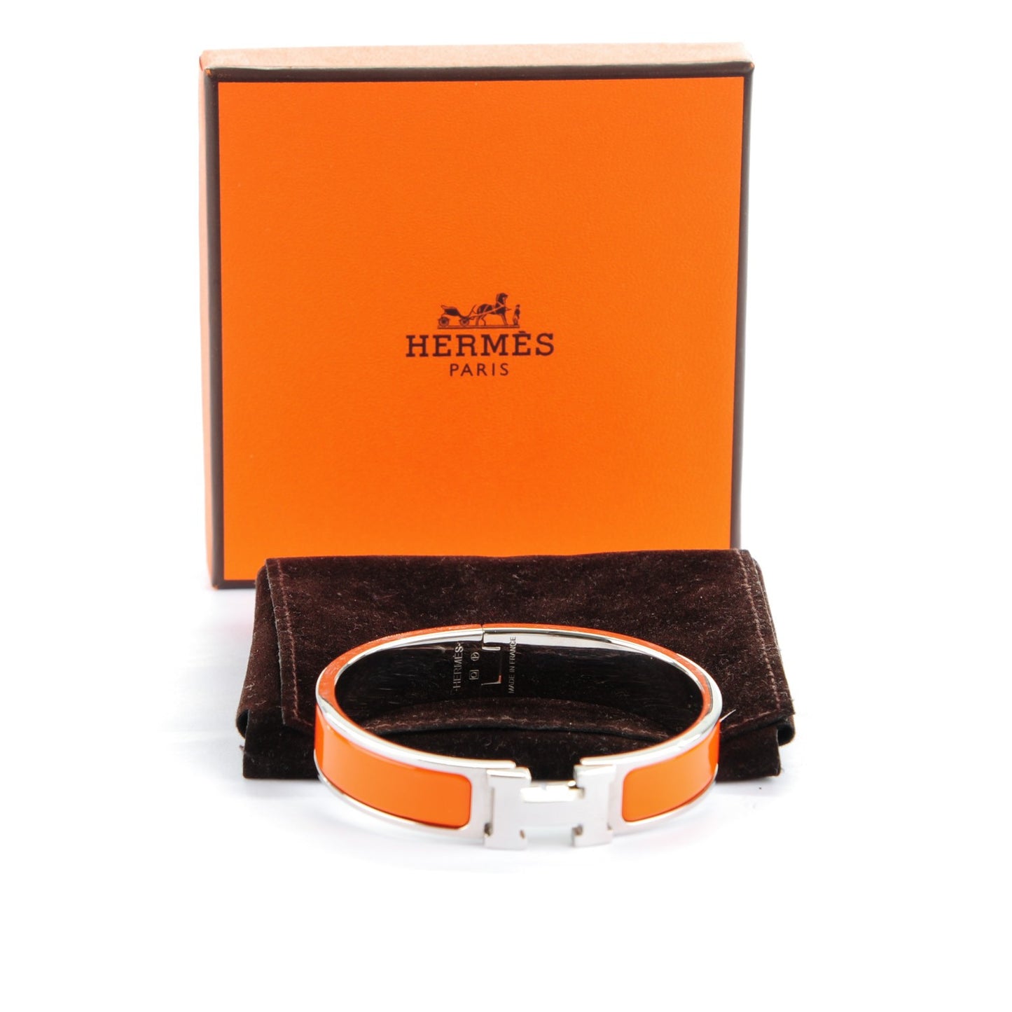 Enamel Narrow Clic Clac H Bracelet PM Orange