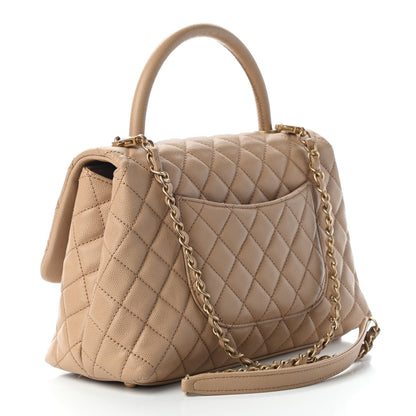 Chanel Caviar Quilted Small Coco Handle Flap Beige 3 of 9