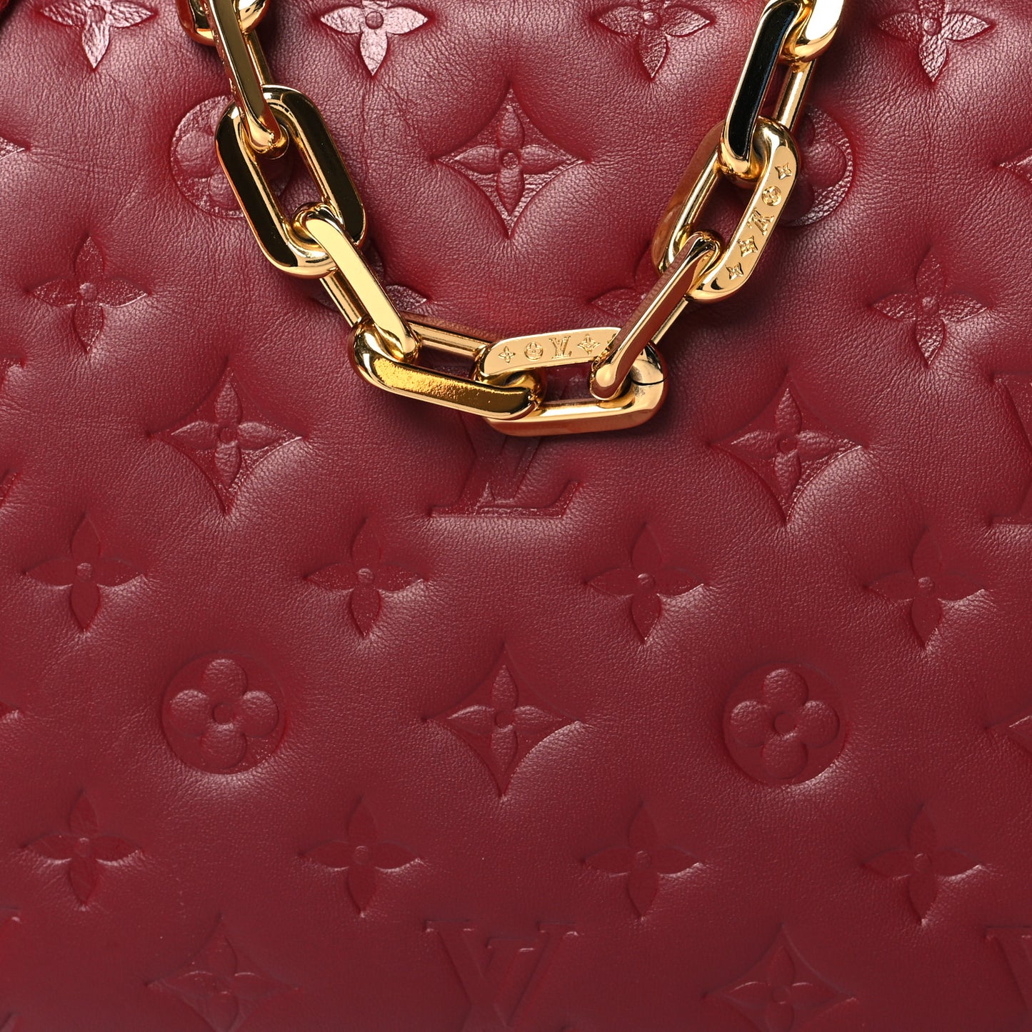 Lambskin Embossed Monogram Coussin PM Wine