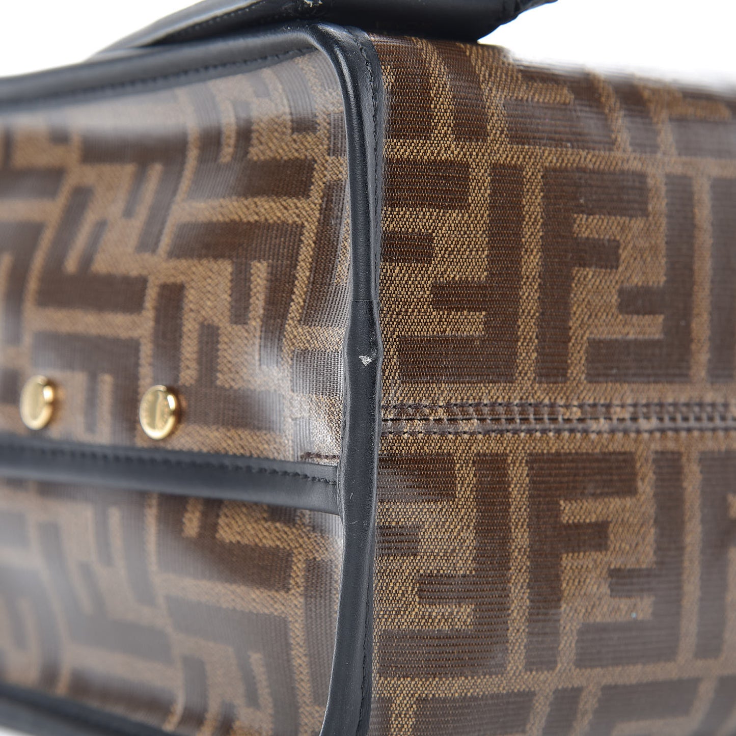 Glazed Fabric Vitello Century FF 1974 Stamp Patch Mini Peekaboo Defender Cover Mogano Panna Black