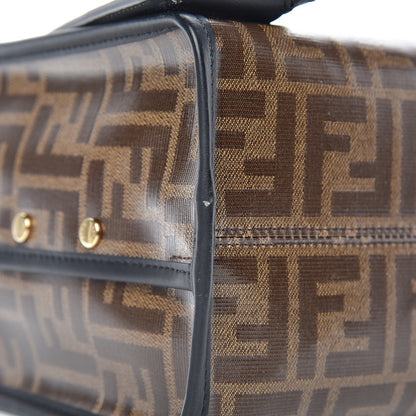 Fendi Glazed Fabric Vitello Century FF 1974 Stamp Patch Mini Peekaboo Defender Cover Mogano Panna Black 8 of 8