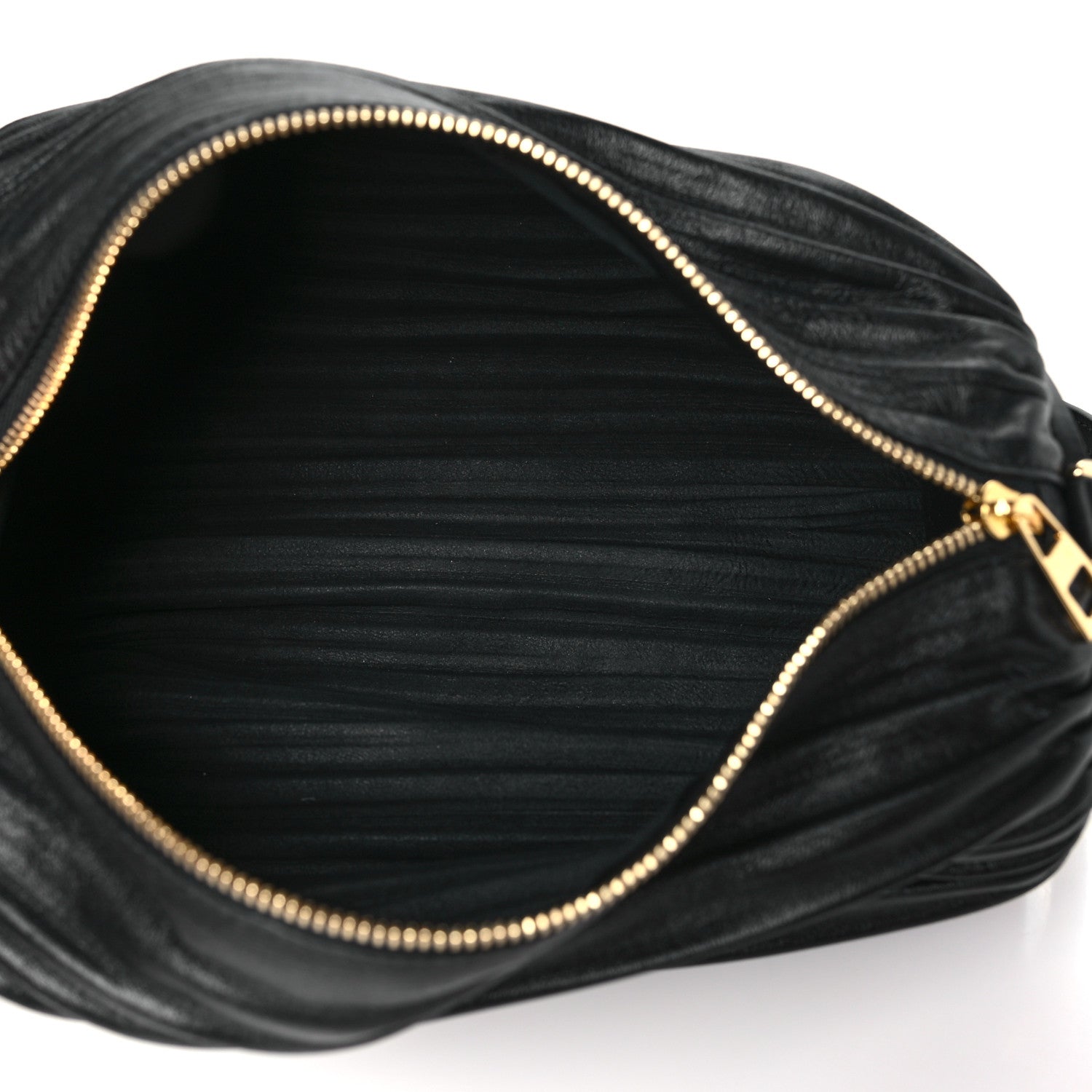 Loewe Lambskin Pleated Bracelet Pouch Shoulder Bag Black 5 of 9