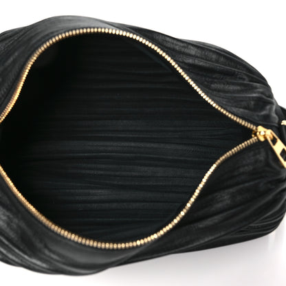 Loewe Lambskin Pleated Bracelet Pouch Shoulder Bag Black 5 of 9