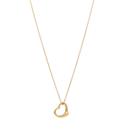 Tiffany 18K Yellow Gold 14mm Elsa Peretti Open Heart Pendant Necklace 1 of 4