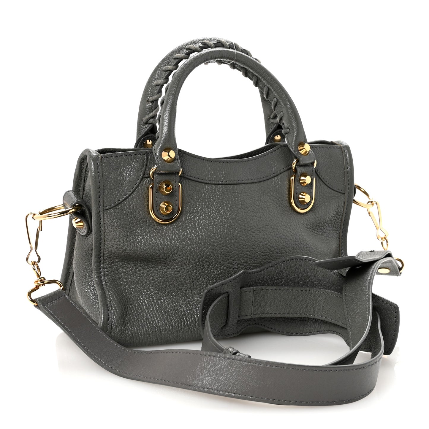 Chevre Gold Metallic Edge Hardware Mini City Gris Acier