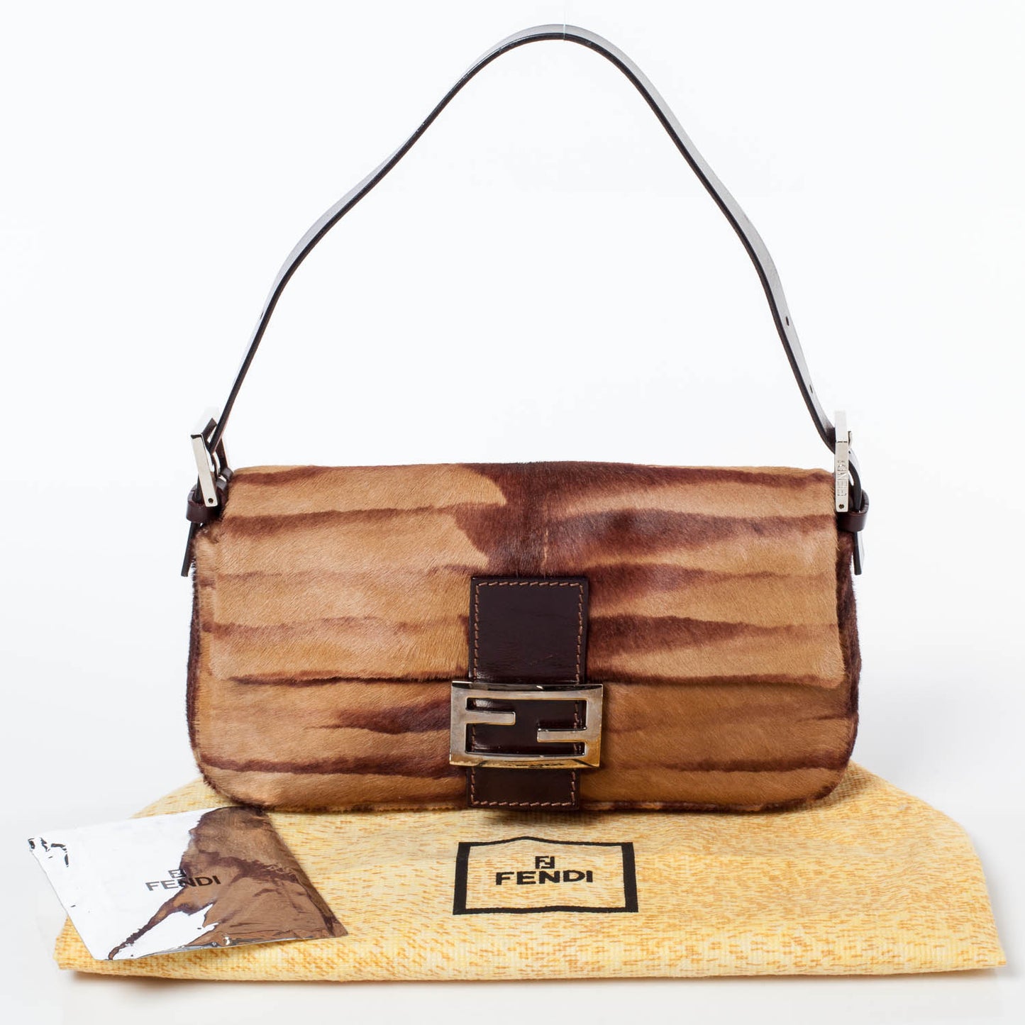 Calf Hair Zebra Print Baguette Brown