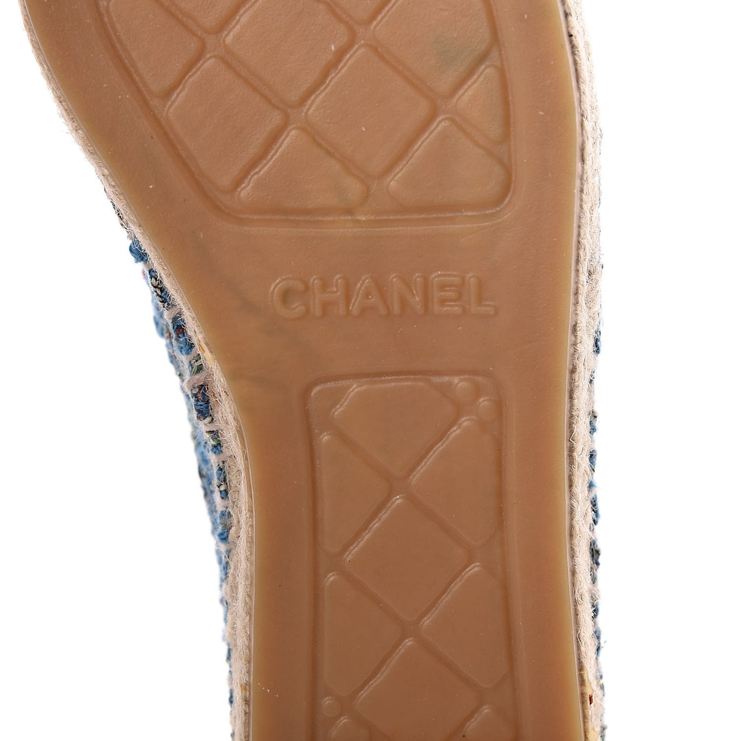 Tweed Lambskin CC Espadrilles 38 Blue Green