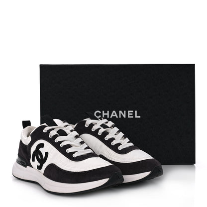 Chanel Nylon Suede Calfskin CC Sneakers 39 White Dark Grey 9 of 9