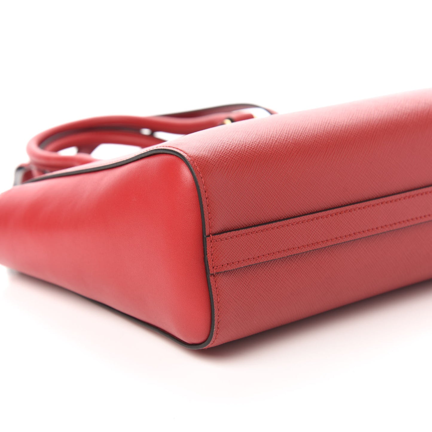 Saffiano Soft Calfskin Double Handle Satchel Fuoco