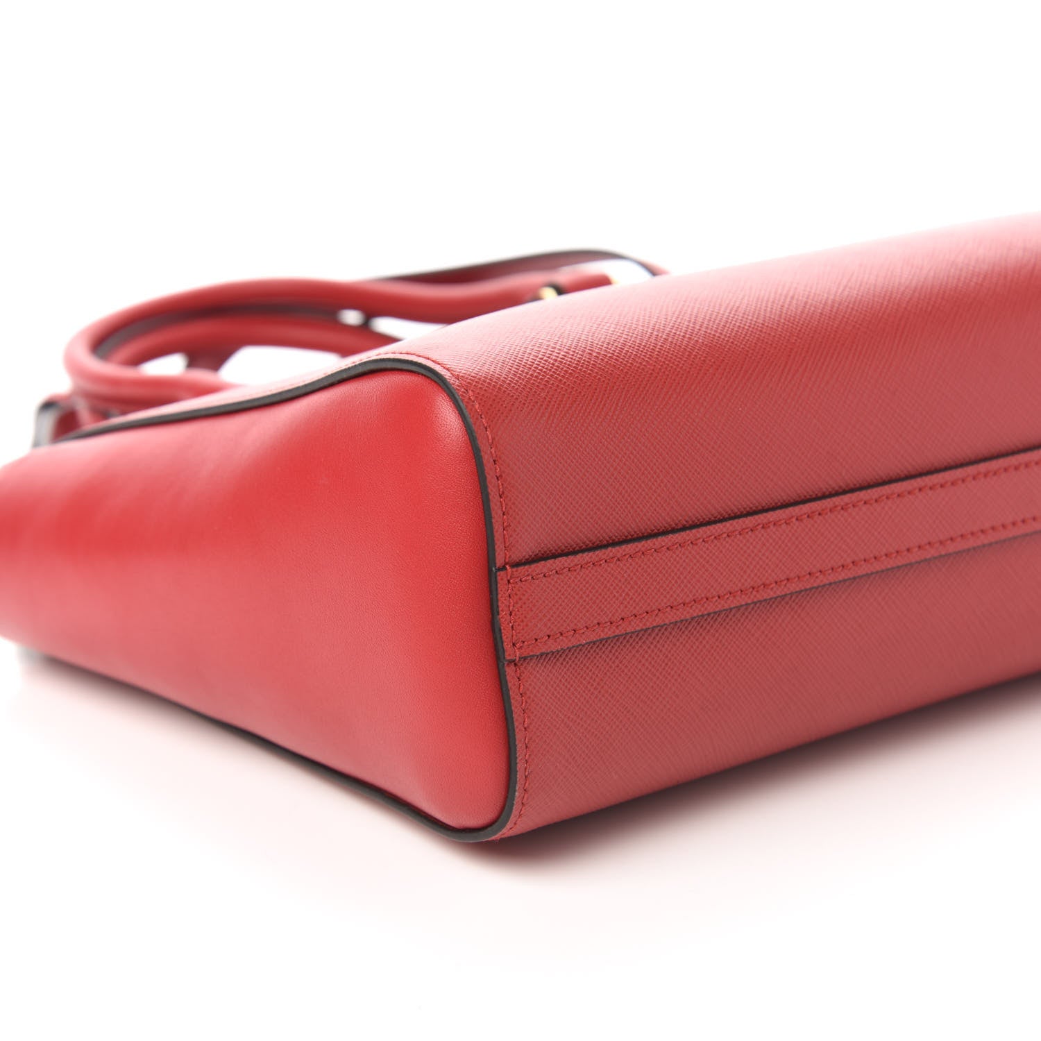 Prada Saffiano Soft Calfskin Double Handle Satchel Fuoco 6 of 9