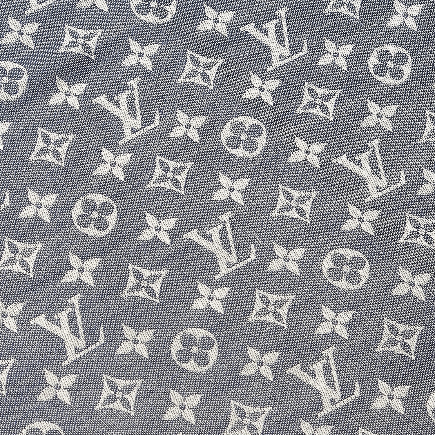 Louis Vuitton Wool Silk Monogram Denim Shawl Blue 5 of 6