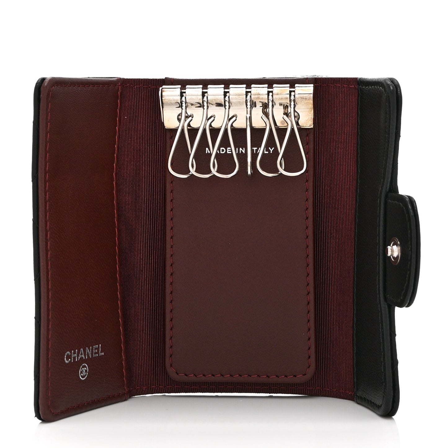 Lambskin Quilted 6 Key Holder Black